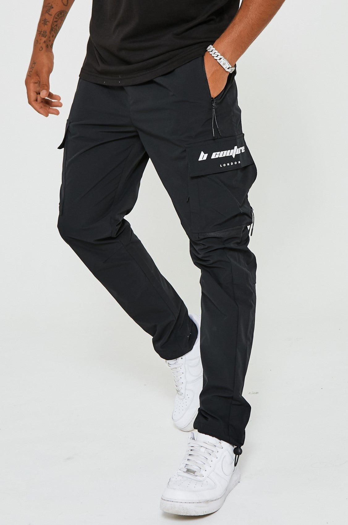 King Street Tapered Cargo Woven Pants - Black