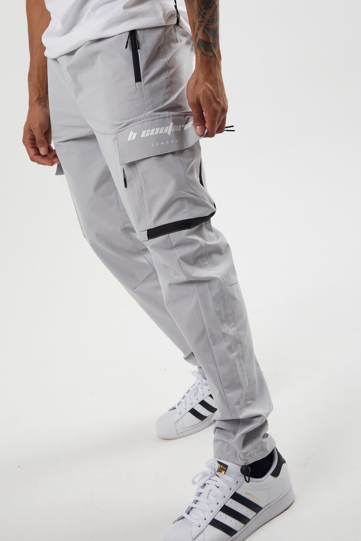 King Street Tapered Cargo Woven Pants - Light Grey