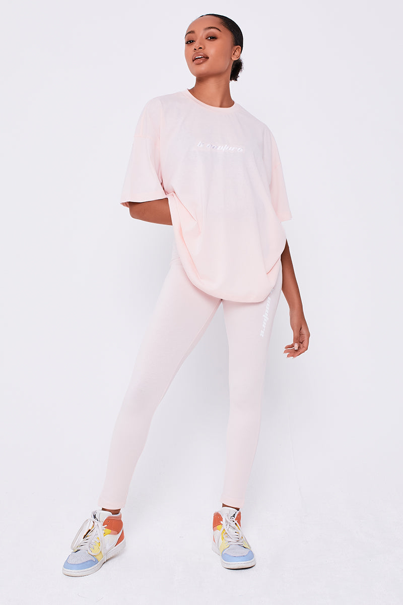 Womens Leggings & Oversized T-Shirt Co-ord Powder Pink Seven Sisters – B  Couture