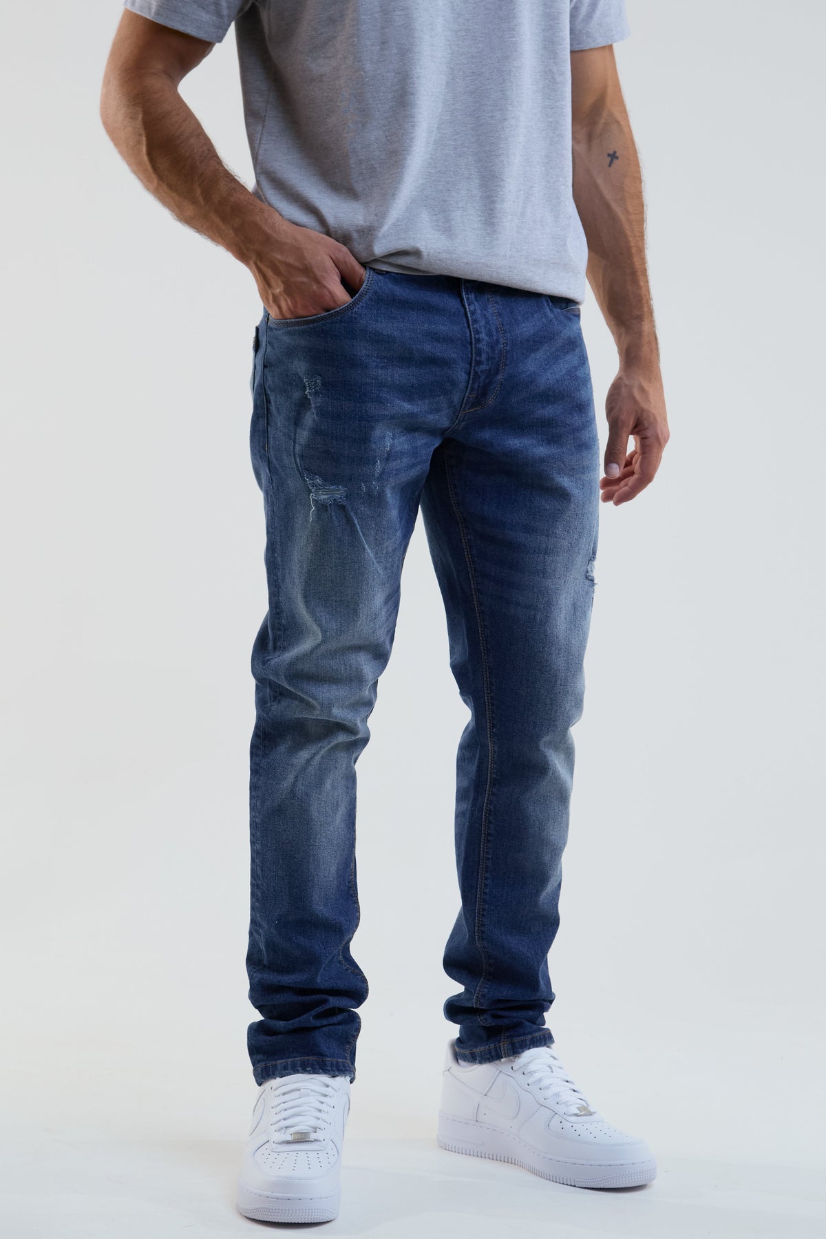 Legacy Taper Fit Stretch Denim Jeans - Dark Blue