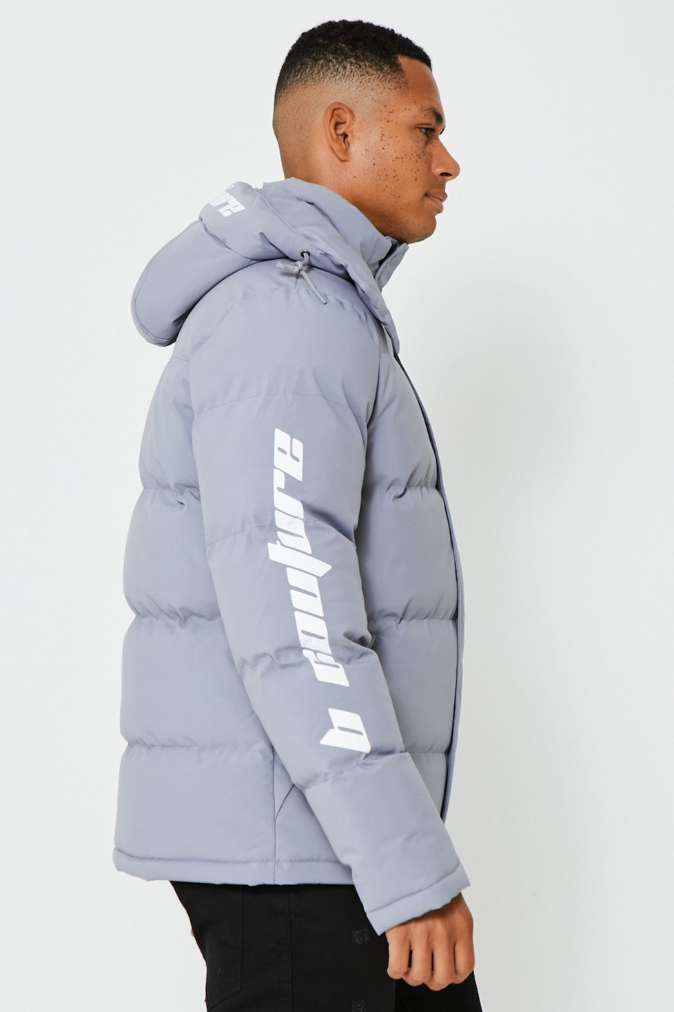 Light grey long puffer coat hotsell