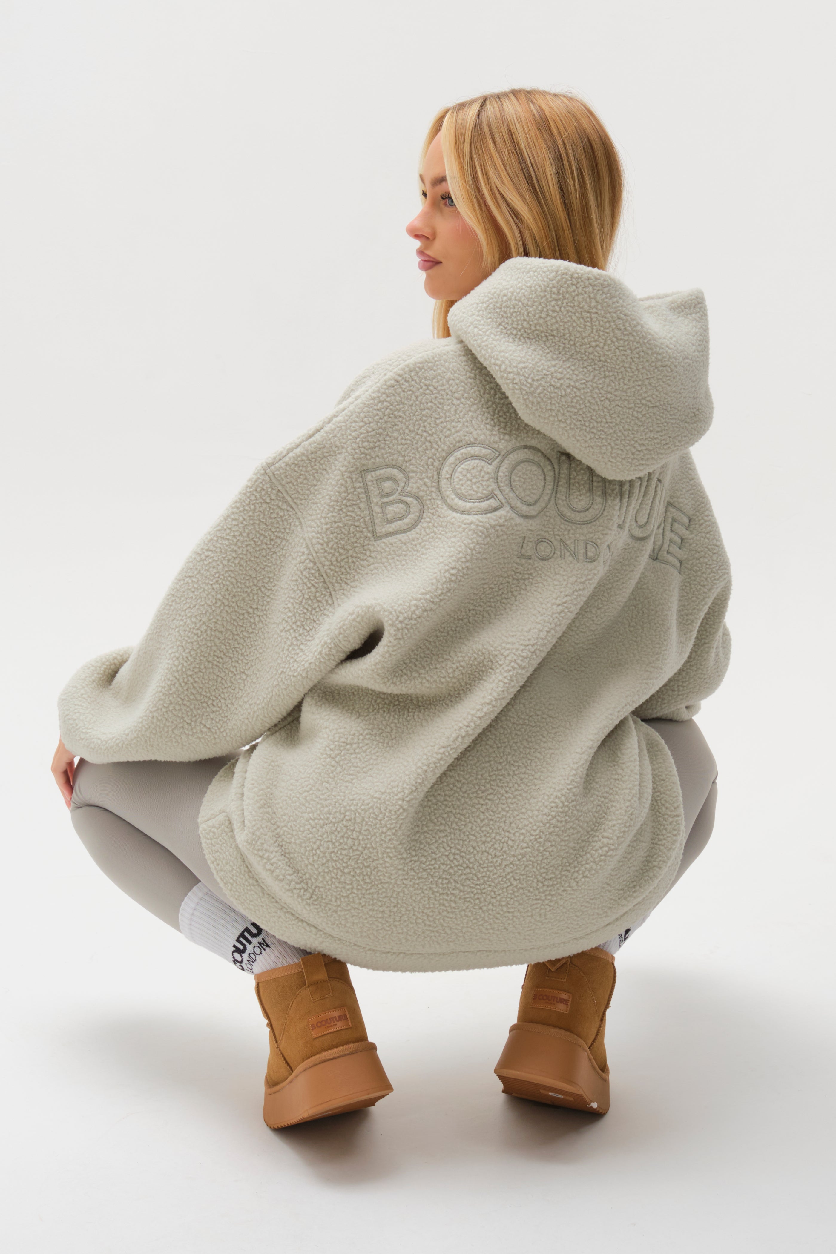 Womens Sherpa Fleece Sage Hoodie & Sage Leggings Set – B Couture