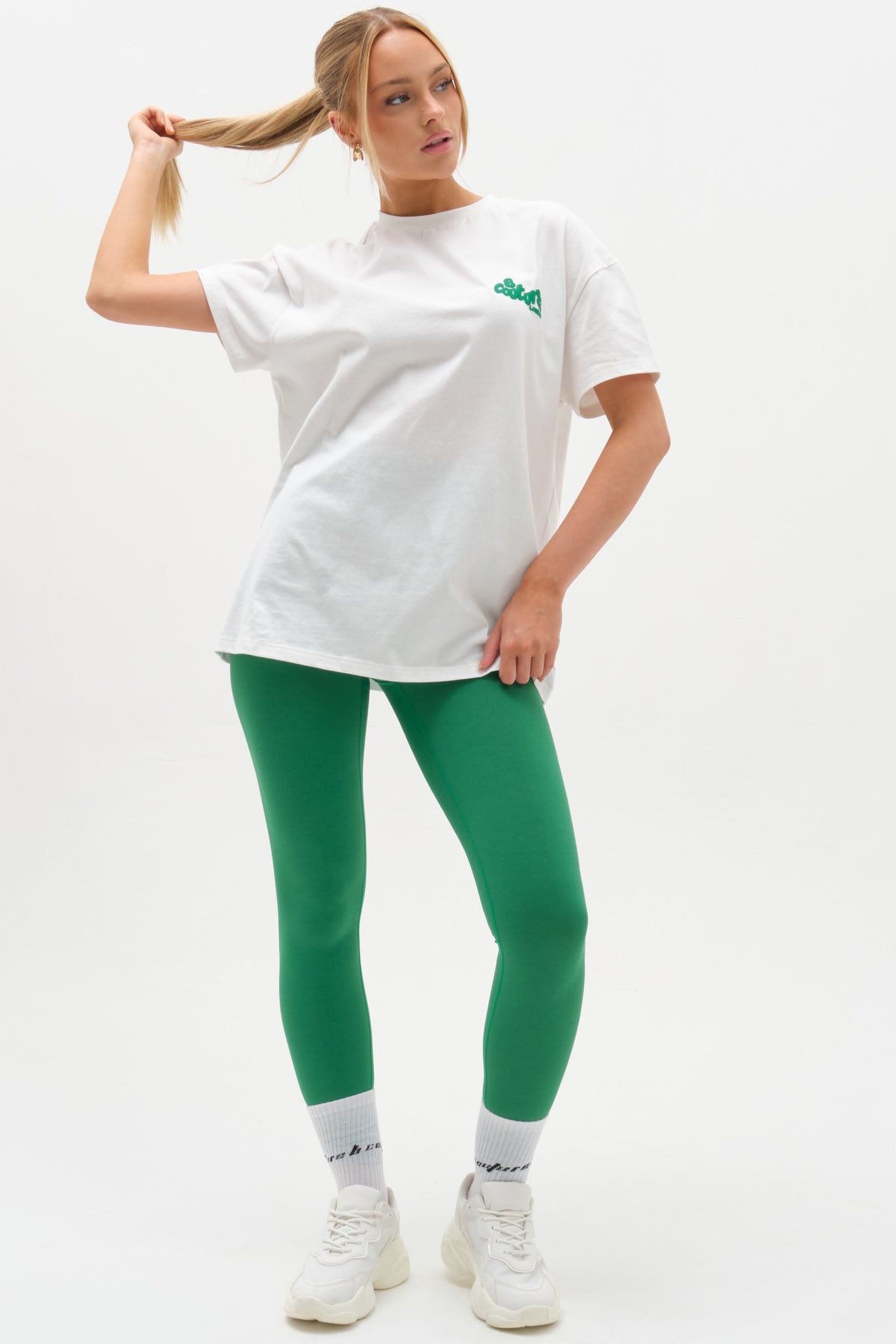 Windsor T-Shirt & Leggings Set - Cream / Green