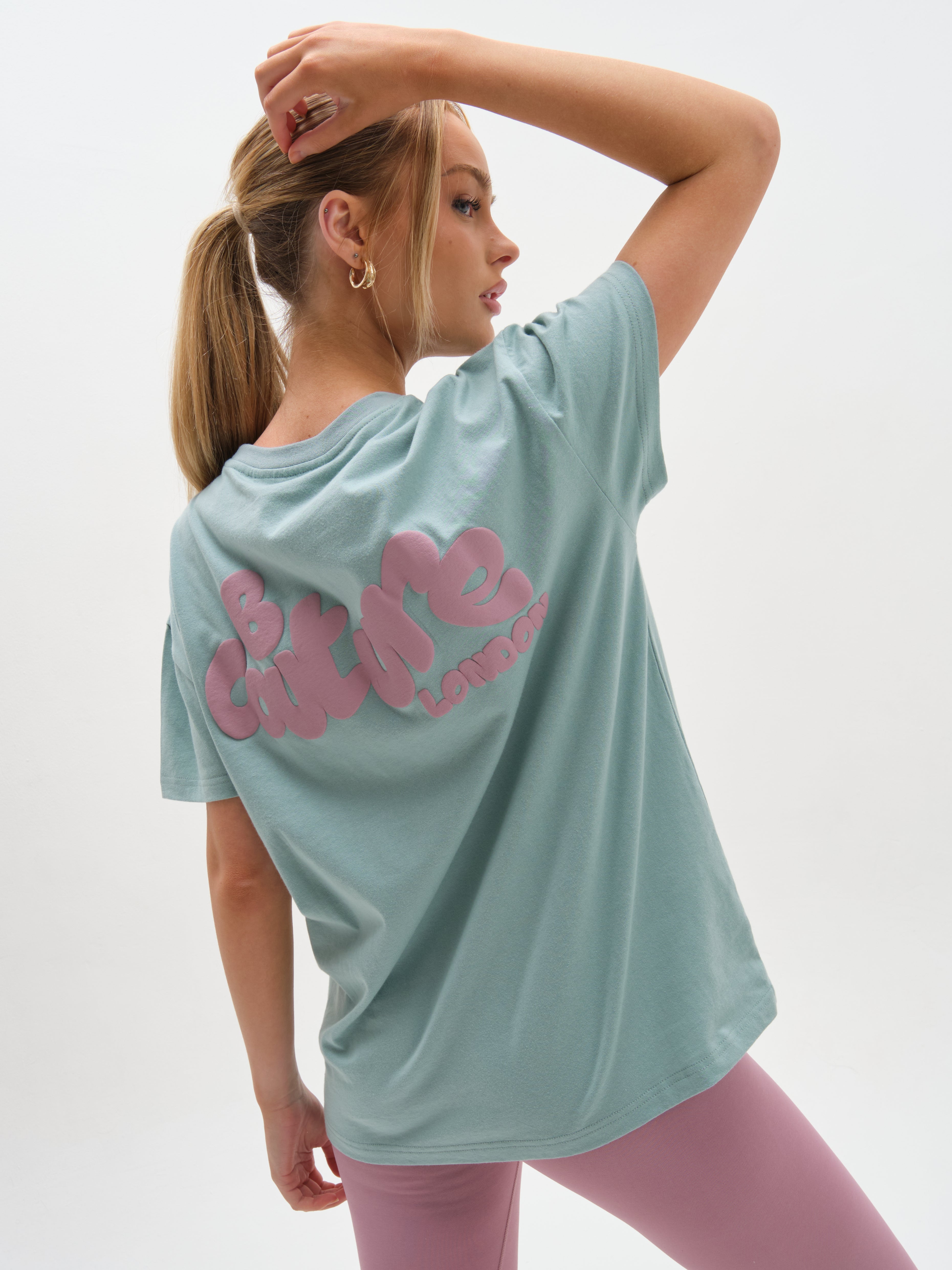 Womens High Waisted, Pink Gym Leggings & Oversized, Green