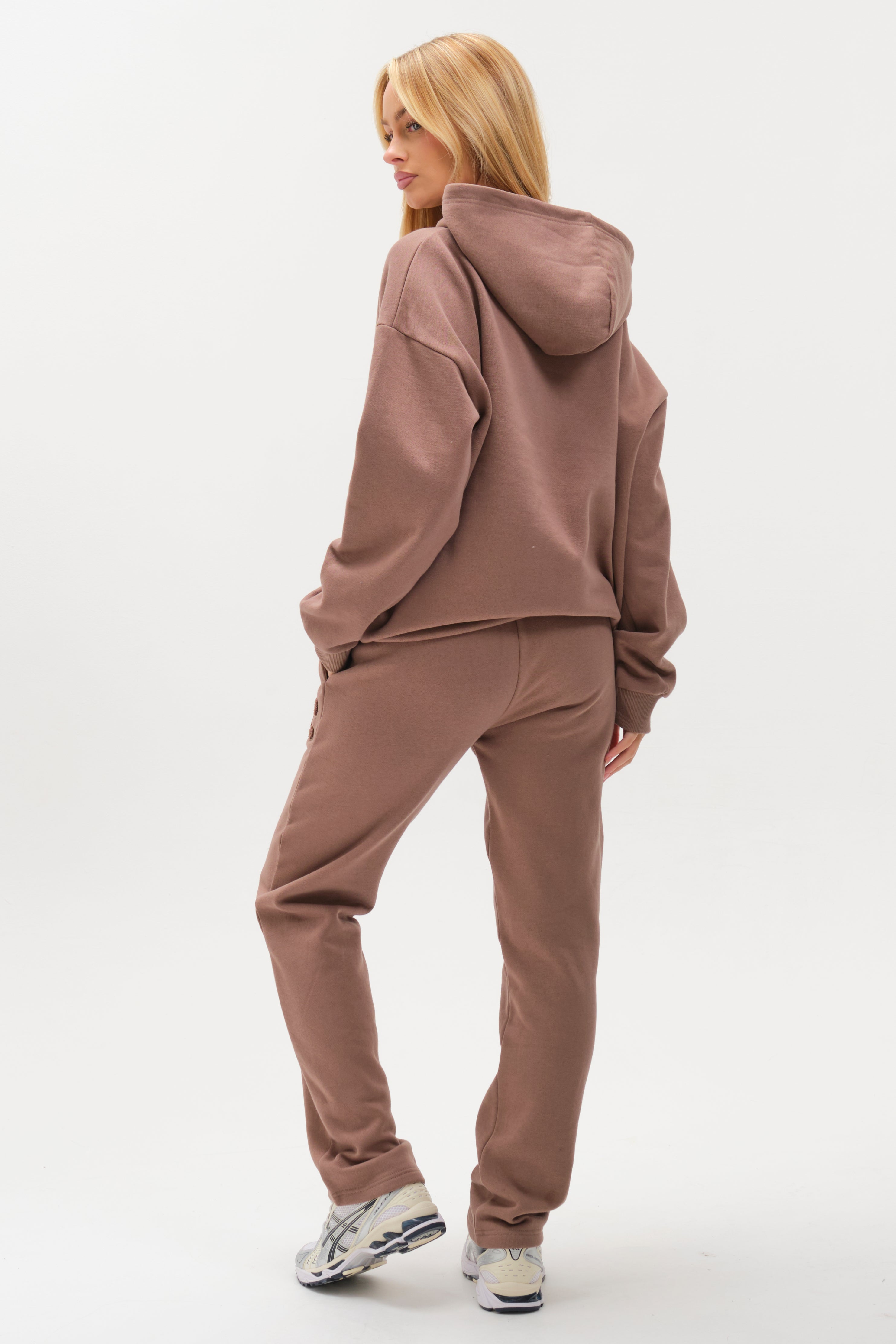 Women's Brown Tracksuit, Fleece Hoodie & Jogger Set – B Couture