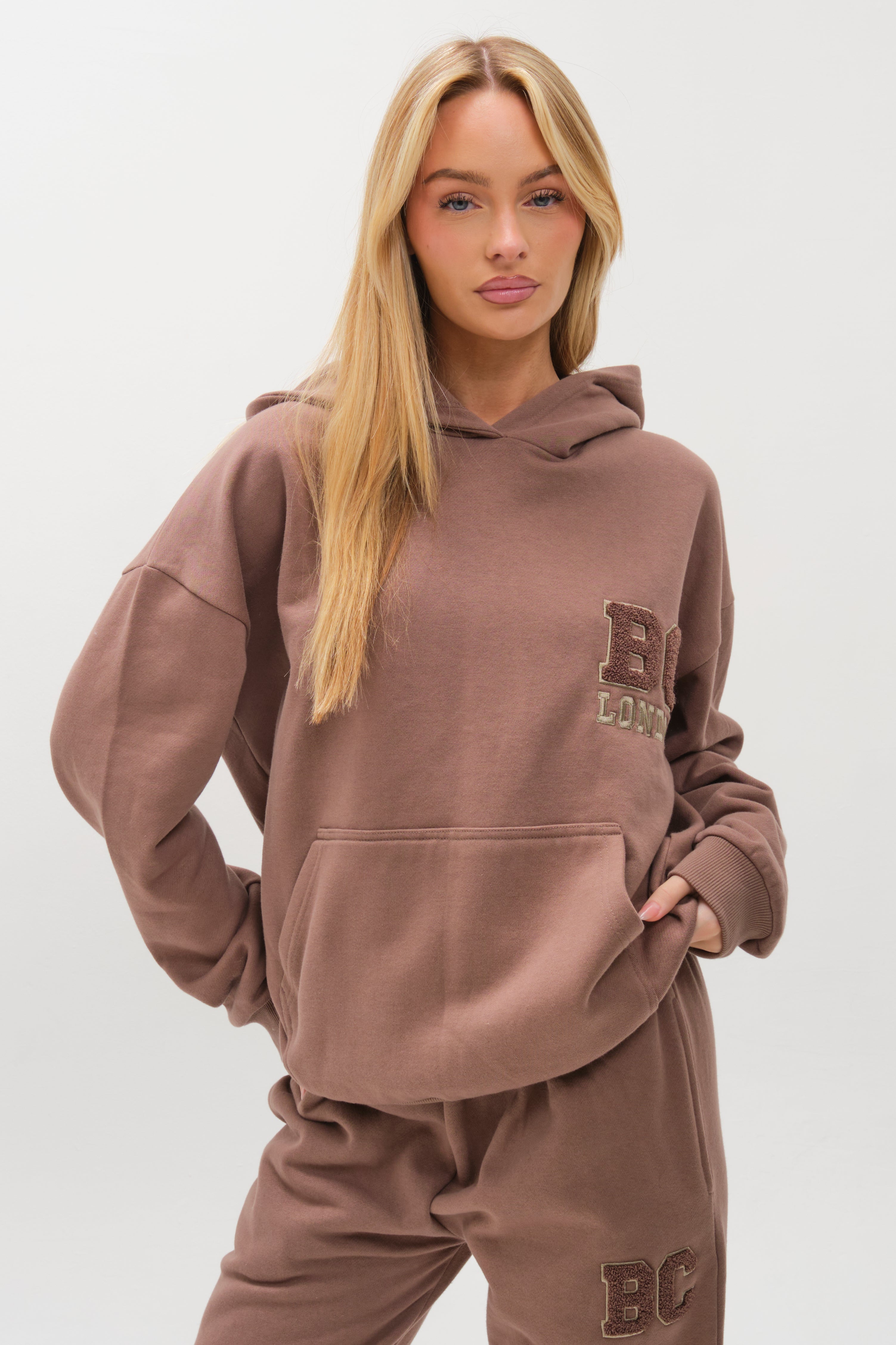 Women's Brown Tracksuit, Fleece Hoodie & Jogger Set – B Couture