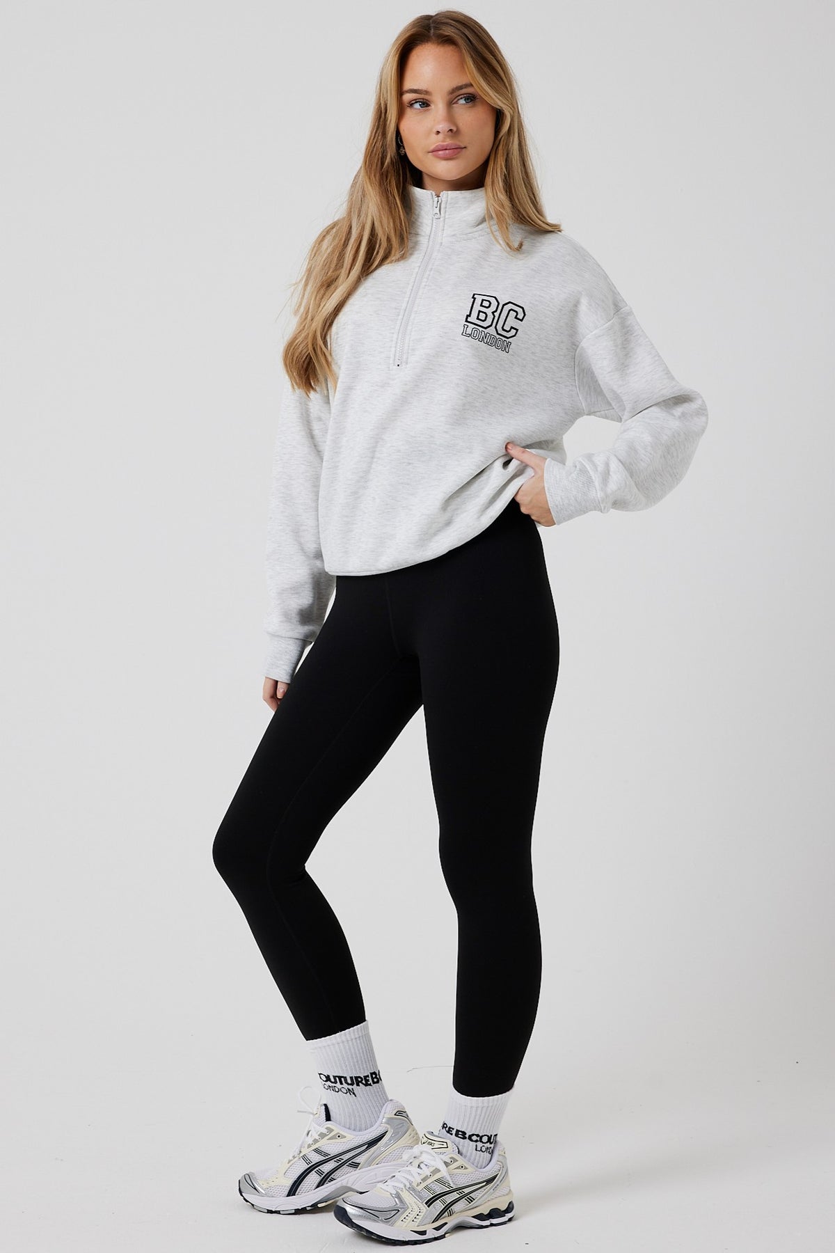 Collingwood Half-Zip Sweatshirt & Leggings Set - Grey Marl / Black