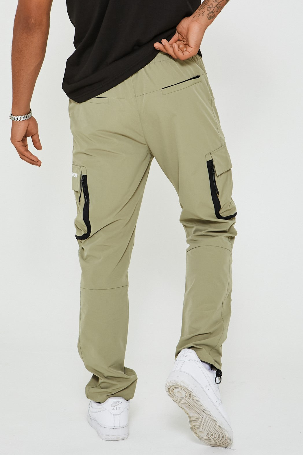 Mens Woven Cargo Pants, Tapered Fit Elasticated Waist Toggle Cuffs ...
