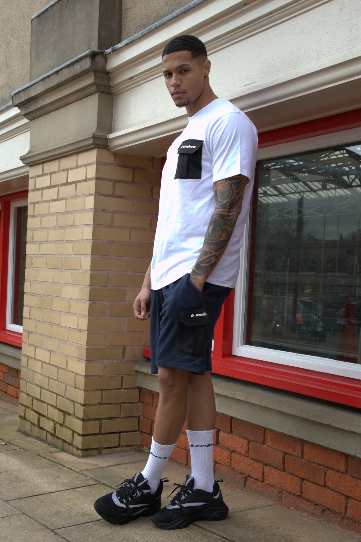 Petersham T-Shirt & Short Set - White/Navy