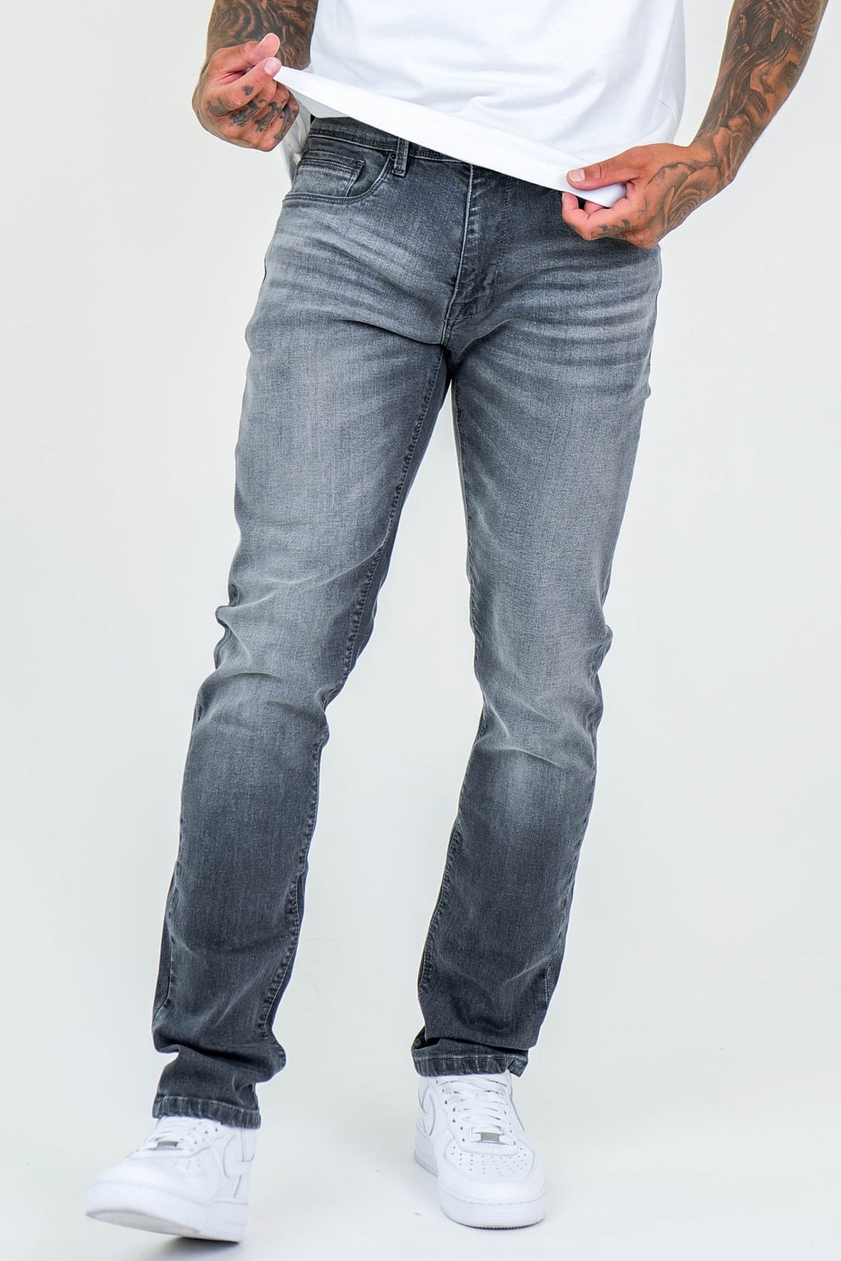 Grey Male Stretch Jeans Ripped Skinny Grey Skinny Stretch Jeans