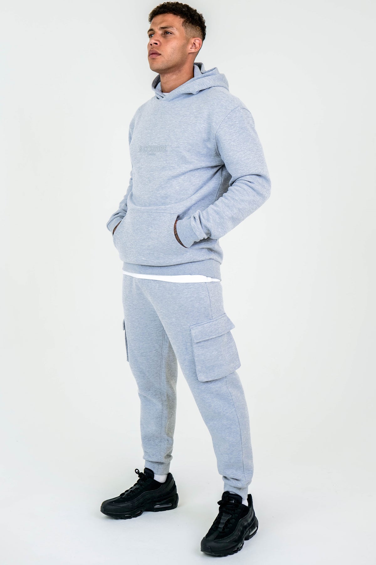 Compton Street Cargo Fleece Tracksuit Grey Marl - Main Image