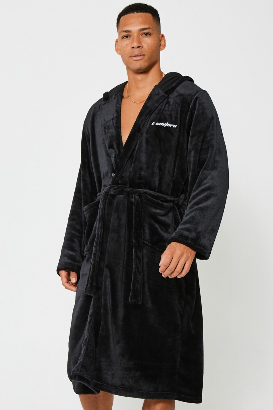 Mens Black Robe Dressing Gown Nightwear Thick Fluffy Northwood B Couture