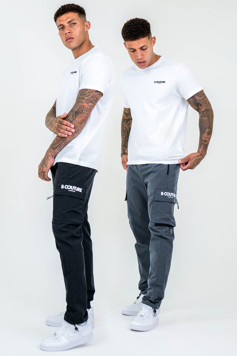 Mens Woven Cargo Pants 2Pack, Tapered Fit Elasticated Waist Toggle