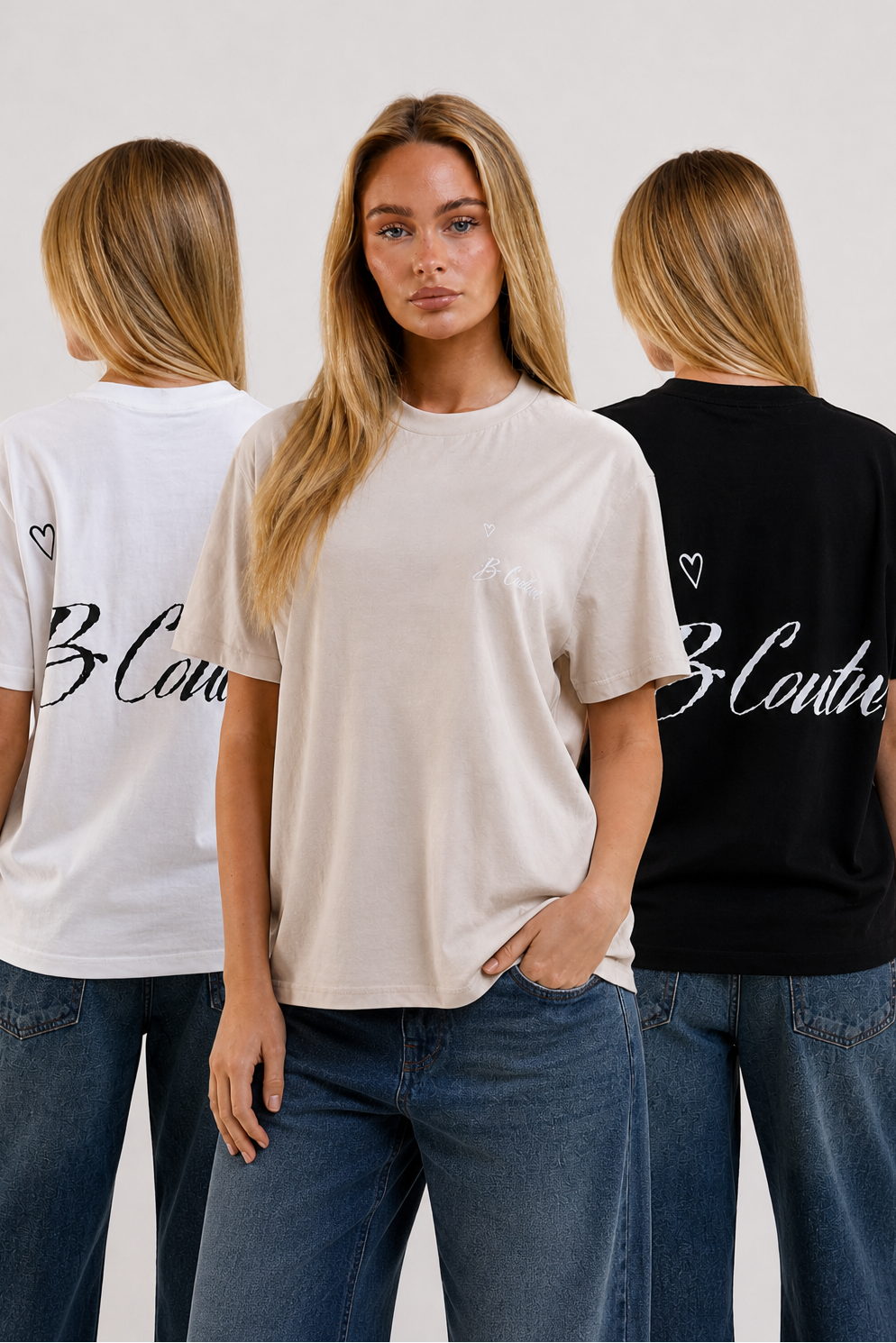 VXN 3-Pack Cotton T-Shirt - Black/White/Stone