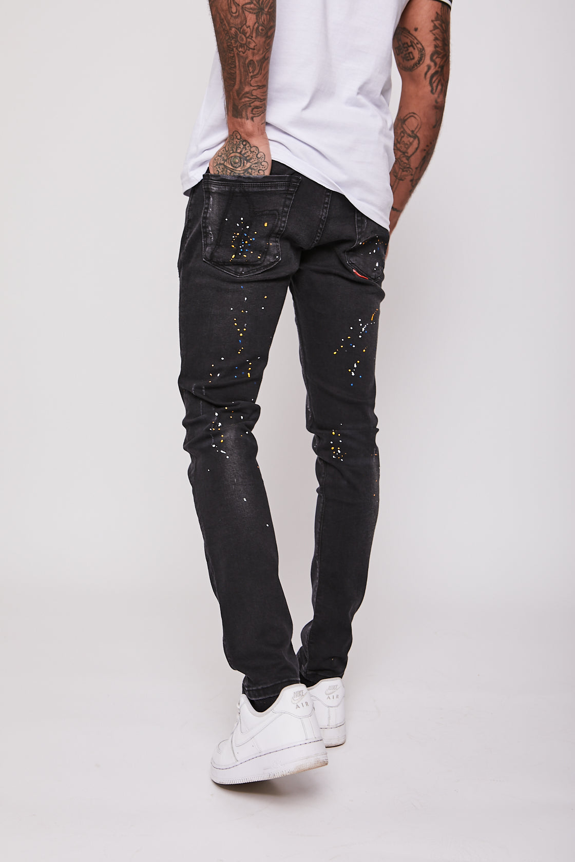 With Paint Paint Splatter Jeans Mens Black Mens Jeans Tapered
