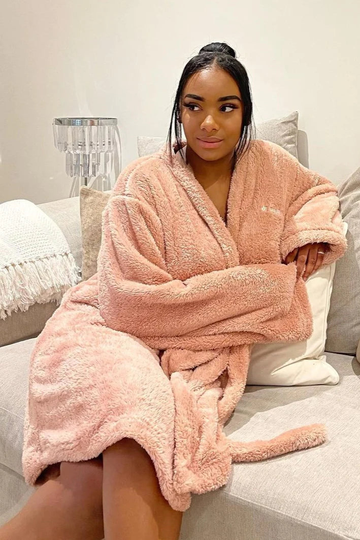 Pink and sales white dressing gown