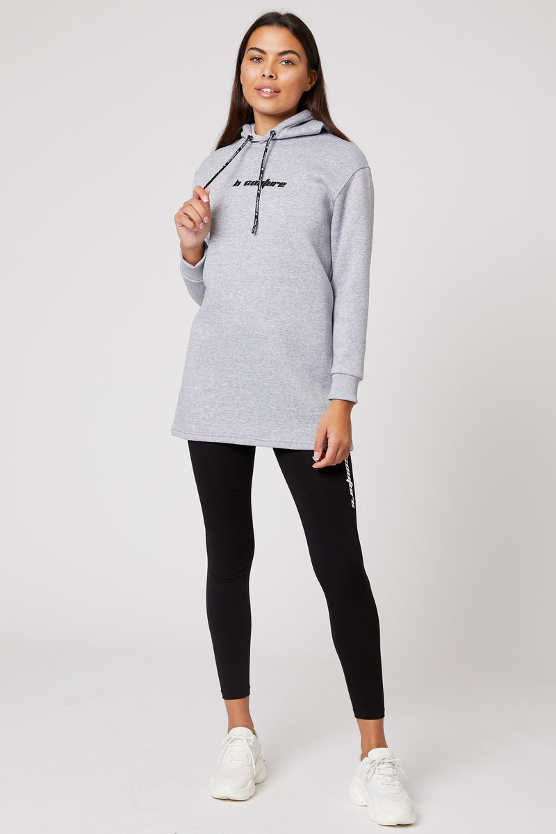 West Harrow Long Line Hoodie - Grey